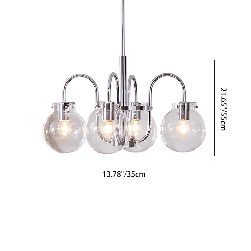 Traditional Vintage Divergent Spherical Glass Iron 4/5 Light Chandelier for Bedroom BulbSquare