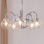 Traditional Vintage Divergent Spherical Glass Iron 4/5 Light Chandelier for Bedroom BulbSquare