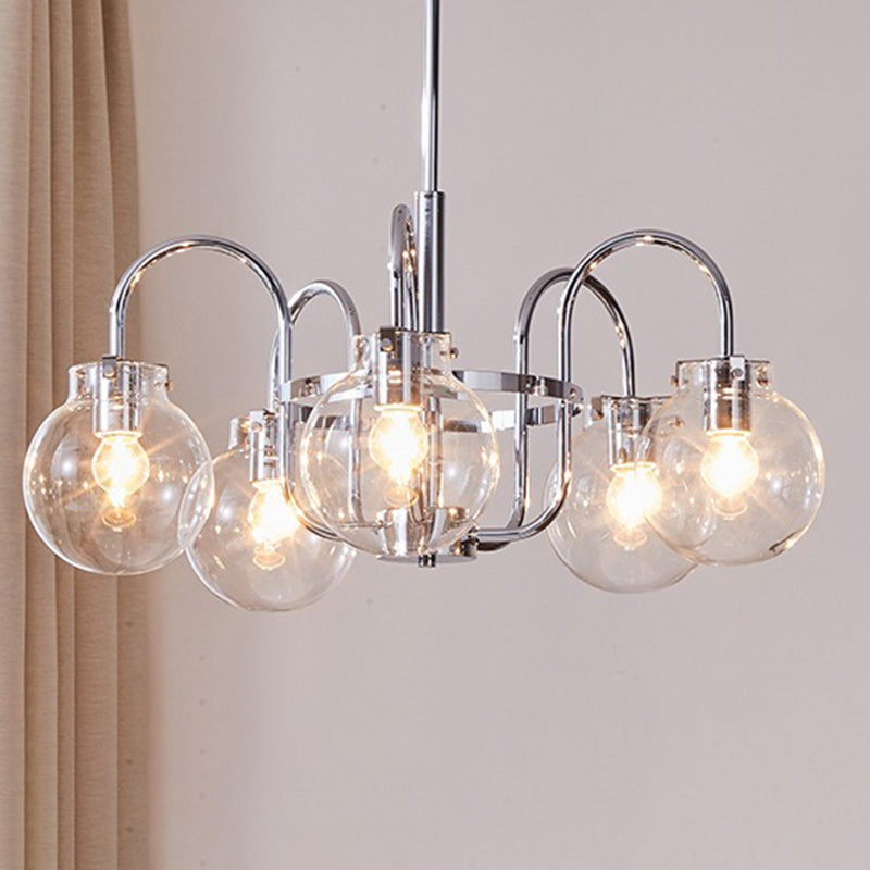Traditional Vintage Divergent Spherical Glass Iron 4/5 Light Chandelier for Bedroom BulbSquare