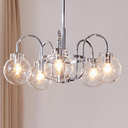 Traditional Vintage Divergent Spherical Glass Iron 4/5 Light Chandelier for Bedroom