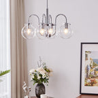Traditional Vintage Divergent Spherical Glass Iron 4/5 Light Chandelier for Bedroom BulbSquare