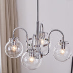 Traditional Vintage Divergent Spherical Glass Iron 4/5 Light Chandelier for Bedroom BulbSquare