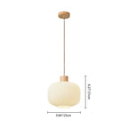 Traditional Japanese Cylindrical Lantern-shaped Wooden Woven Glass 1-light Pendant Light for Living Room