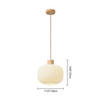 Traditional Japanese Cylindrical Lantern-shaped Wooden Woven Glass 1-light Pendant Light for Living Room