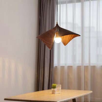 Contemporary Creative Lotus Leaf Shaped Resin Iron 1-Light Pendant Light For Dining Room