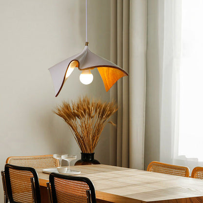 Contemporary Creative Lotus Leaf Shaped Resin Iron 1-Light Pendant Light For Dining Room