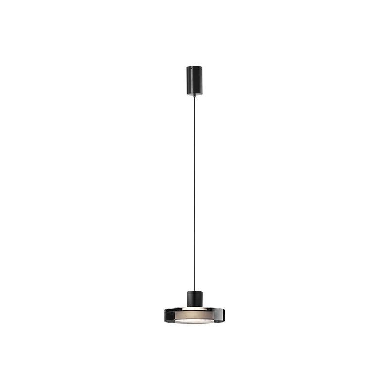 Modern Minimalist Cylindrical Iron Glass LED Pendant Light For Bedroom