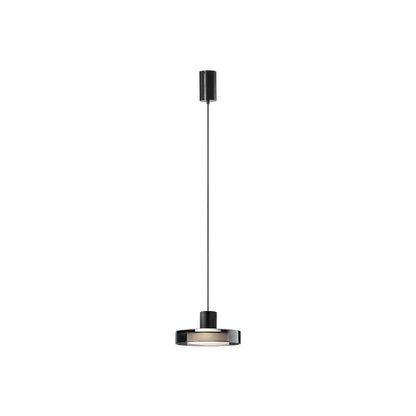 Modern Minimalist Cylindrical Iron Glass LED Pendant Light For Bedroom