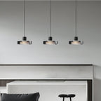Modern Minimalist Cylindrical Iron Glass LED Pendant Light For Bedroom