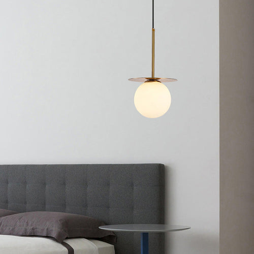 Modern Minimalist Spherical Round Iron Glass 1-Light Pendant Light For Bedroom