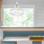 Traditional Farmhouse Round Spherical Transparent Glass Iron 1-Light Pendant Light For Bedroom