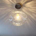 Traditional Farmhouse Round Spherical Transparent Glass Iron 1-Light Pendant Light For Bedroom