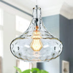 Traditional Farmhouse Round Spherical Transparent Glass Iron 1-Light Pendant Light For Bedroom