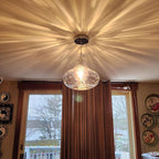 Traditional Farmhouse Round Spherical Transparent Glass Iron 1-Light Pendant Light For Bedroom