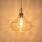 Traditional Farmhouse Round Spherical Transparent Glass Iron 1-Light Pendant Light For Bedroom