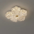 Contemporary Luxury Flower-Shaped Iron Resin LED Flush Mount Ceiling Light For Bedroom