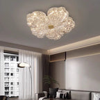 Contemporary Luxury Flower-Shaped Iron Resin LED Flush Mount Ceiling Light For Bedroom