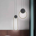 Modern Minimalist Spherical Circular Oval Rhombus Aluminum Iron LED Pendant Light For Bedroom