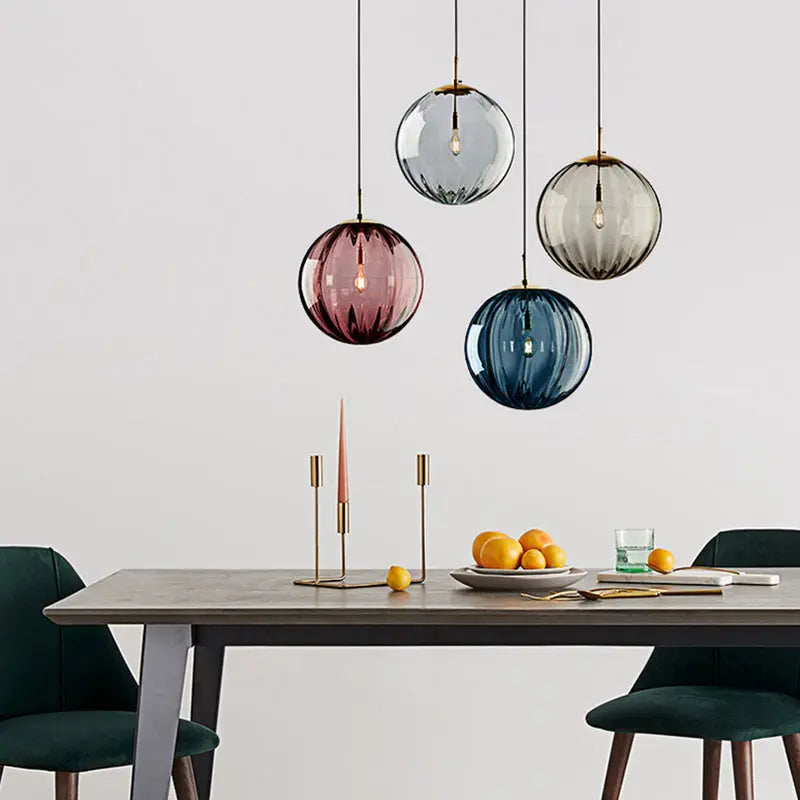Modern Minimalist Spherical Round Iron Glass 1-light Pendant Light for Dining Room Lumendat