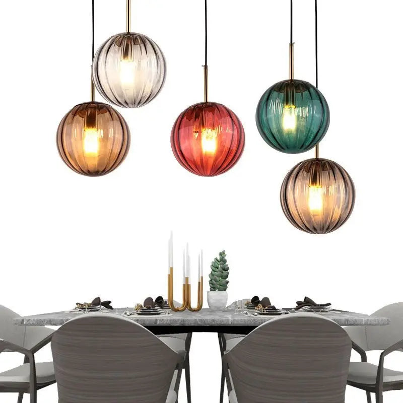 Modern Minimalist Spherical Round Iron Glass 1-light Pendant Light for Dining Room Lumendat
