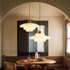 Modern Minimalist Flying Saucer-shaped Spherical Round Iron Glass 1-light Pendant Light for Dining Room BulbSquare