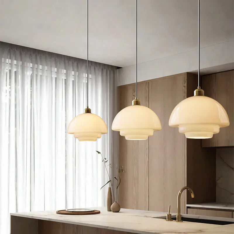 Modern Minimalist Flying Saucer-shaped Spherical Round Iron Glass 1-light Pendant Light for Dining Room BulbSquare