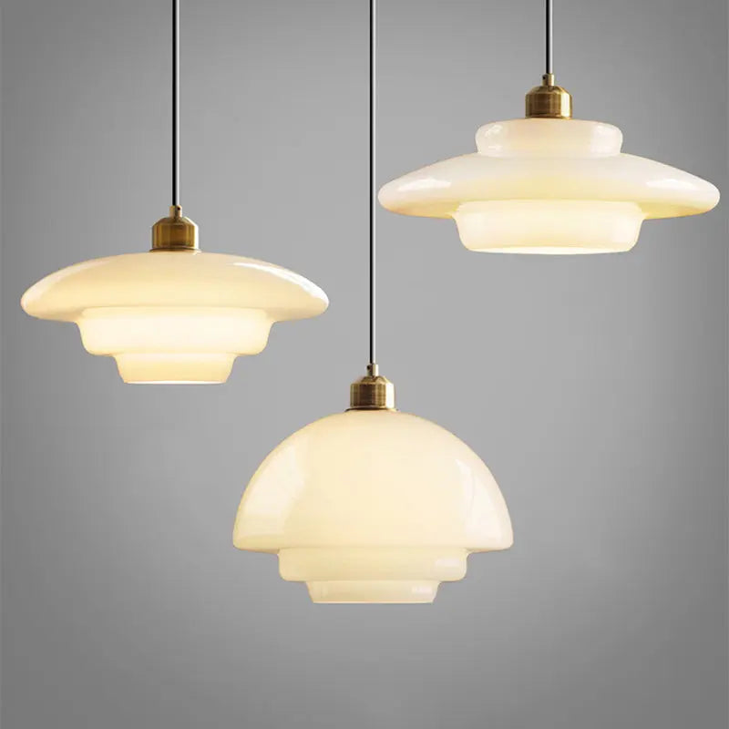 Modern Minimalist Flying Saucer-shaped Spherical Round Iron Glass 1-light Pendant Light for Dining Room BulbSquare