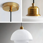 Modern Minimalist Flying Saucer-shaped Spherical Round Iron Glass 1-light Pendant Light for Dining Room BulbSquare
