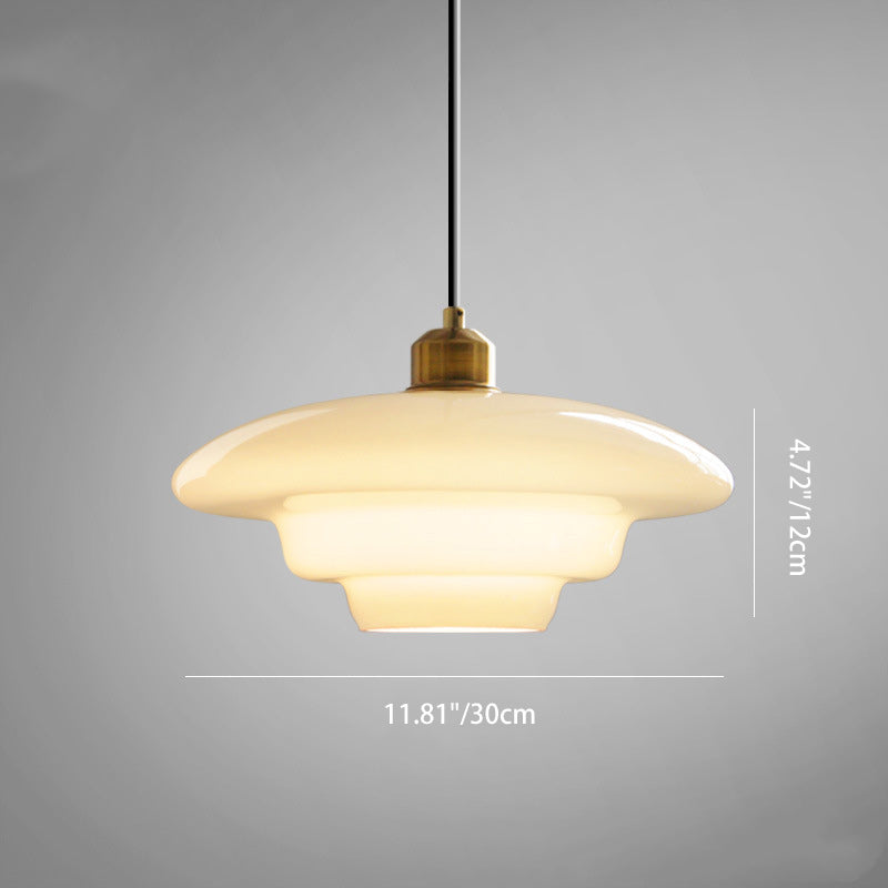 Modern Minimalist Flying Saucer-Shaped Spherical Round Iron Glass 1-Light Pendant Light For Dining Room