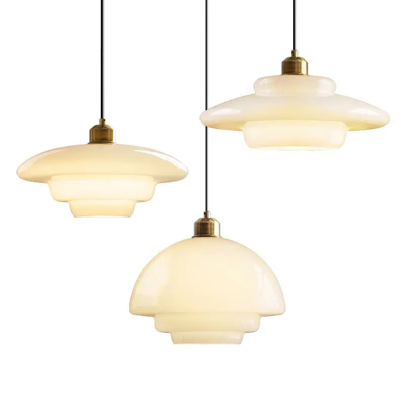 Modern Minimalist Flying Saucer-shaped Spherical Round Iron Glass 1-light Pendant Light for Dining Room BulbSquare