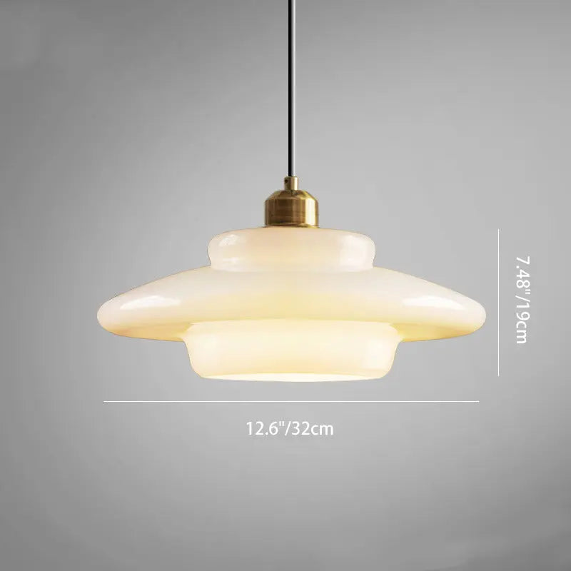 Modern Minimalist Flying Saucer-shaped Spherical Round Iron Glass 1-light Pendant Light for Dining Room BulbSquare