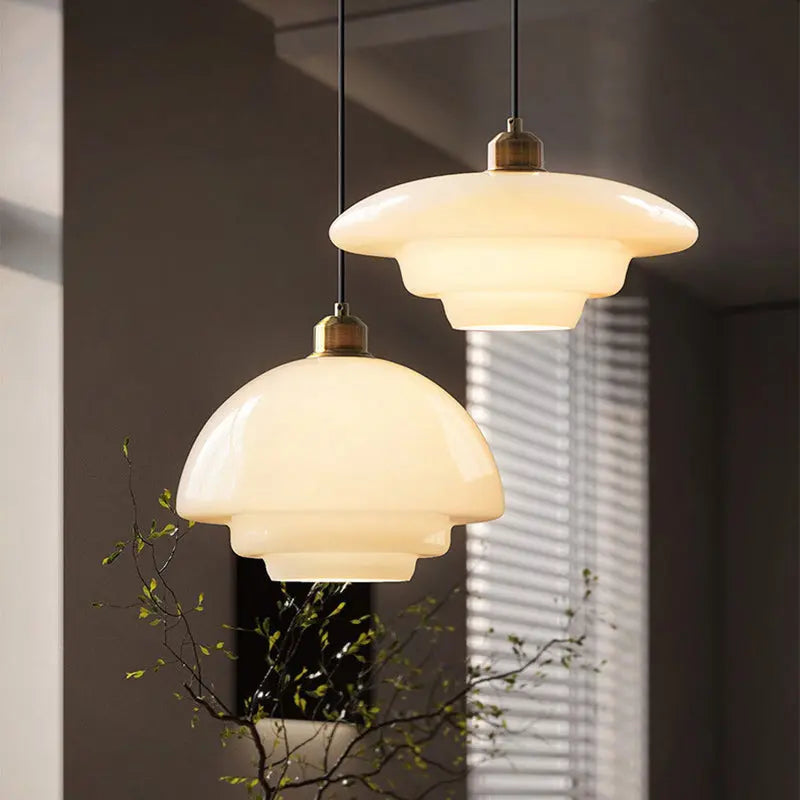 Modern Minimalist Flying Saucer-shaped Spherical Round Iron Glass 1-light Pendant Light for Dining Room BulbSquare