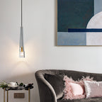 Modern Minimalist Conical Cylinder Copper Crystal 1-Light Pendant Light For Living Room