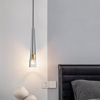 Modern Minimalist Conical Cylinder Copper Crystal 1-Light Pendant Light For Living Room
