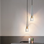 Modern Minimalist Conical Cylinder Copper Crystal 1-Light Pendant Light For Living Room