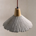 Traditional French Sector Round Cement Wooden 1-Light Pendant Light For Living Room