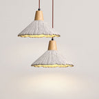 Traditional French Sector Round Cement Wooden 1-Light Pendant Light For Living Room