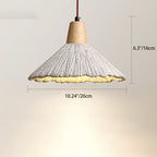 Traditional French Sector Round Cement Wooden 1-Light Pendant Light For Living Room