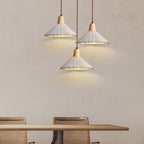 Traditional French Sector Round Cement Wooden 1-Light Pendant Light For Living Room