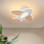 Lumendat Contemporary Creative Kid Aircraft-Shaped Round Iron Aluminum Acrylic Wooden LED Semi-Flush Mount Ceiling Light For Bedroom Lumendat
