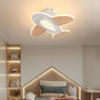 Lumendat Contemporary Creative Kid Aircraft-Shaped Round Iron Aluminum Acrylic Wooden LED Semi-Flush Mount Ceiling Light For Bedroom Lumendat