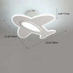 Lumendat Contemporary Creative Kid Aircraft-Shaped Round Iron Aluminum Acrylic Wooden LED Semi-Flush Mount Ceiling Light For Bedroom Lumendat