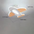 Lumendat Contemporary Creative Kid Aircraft-Shaped Round Iron Aluminum Acrylic Wooden LED Semi-Flush Mount Ceiling Light For Bedroom Lumendat