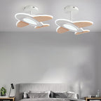 Lumendat Contemporary Creative Kid Aircraft-Shaped Round Iron Aluminum Acrylic Wooden LED Semi-Flush Mount Ceiling Light For Bedroom Lumendat