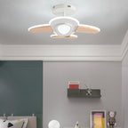 Lumendat Contemporary Creative Kid Aircraft-Shaped Round Iron Aluminum Acrylic Wooden LED Semi-Flush Mount Ceiling Light For Bedroom Lumendat