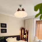 Contemporary Creative Pumpkin Heart-shaped Iron Acrylic LED Semi-flush Mount Ceiling Light for Bedroom
