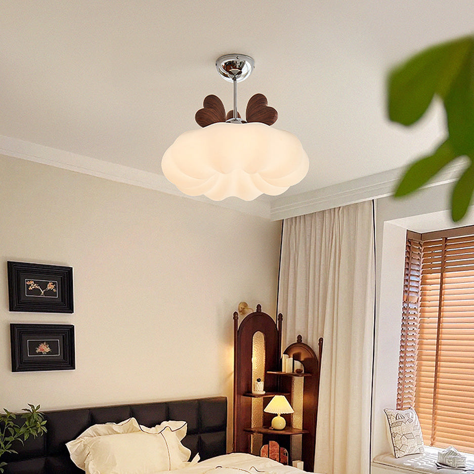 Contemporary Creative Pumpkin Heart-shaped Iron Acrylic LED Semi-flush Mount Ceiling Light for Bedroom