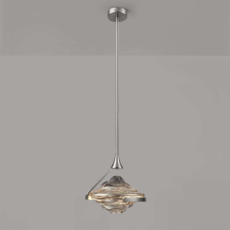 Contemporary Luxury Irregular Cloud Wave-Shaped Iron Glass LED Pendant Light For Bedroom