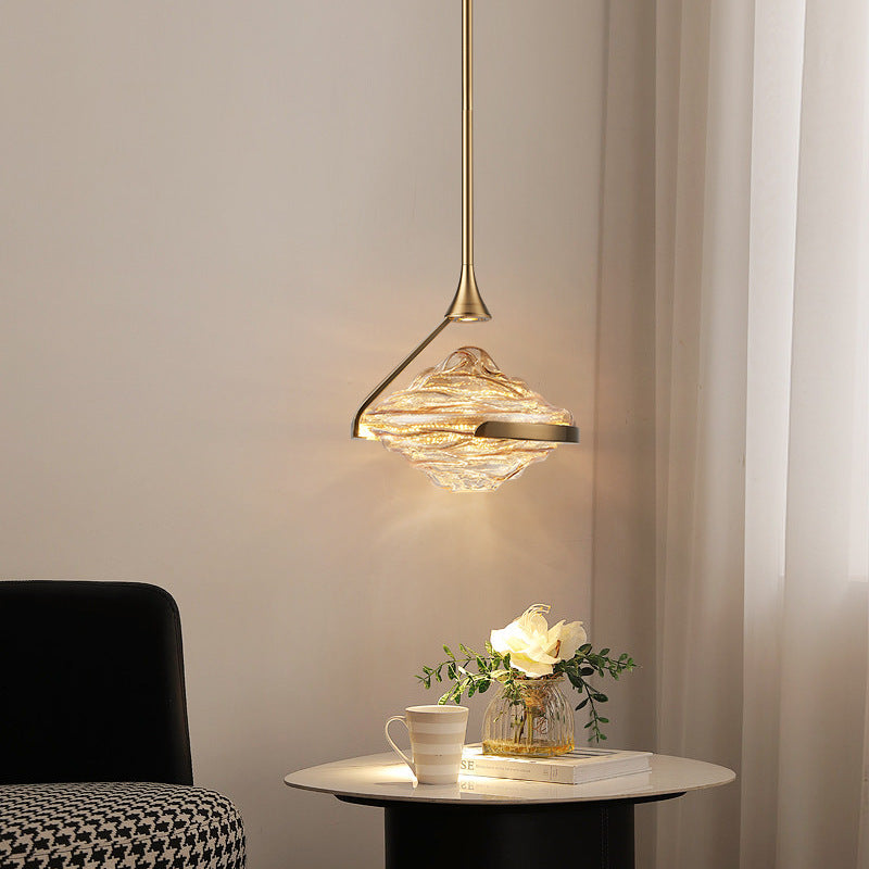 Contemporary Luxury Irregular Cloud Wave-Shaped Iron Glass LED Pendant Light For Bedroom