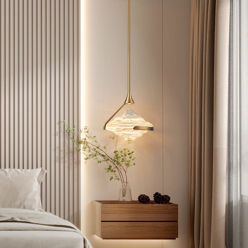 Contemporary Luxury Irregular Cloud Wave-Shaped Iron Glass LED Pendant Light For Bedroom